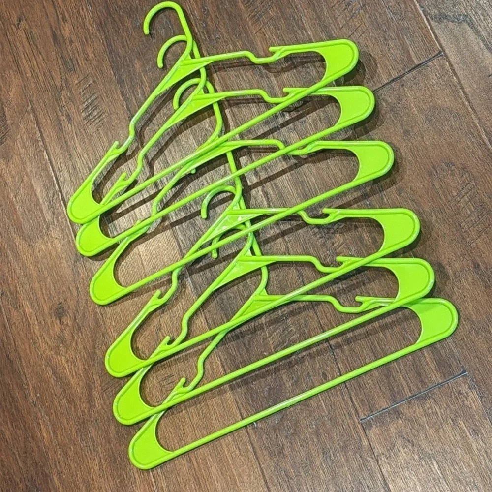 Set of 12 Neon Green Plastic Hangers